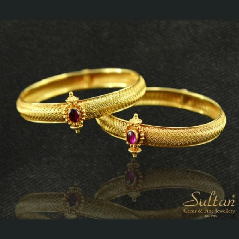 22K Bangle Pair Yellow Gold Ruby | Festive Wear Fine Jewellery