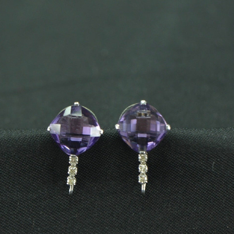 22K Earring Yellow Gold Diamond Amethyst | Daily Wear Fine Jewellery