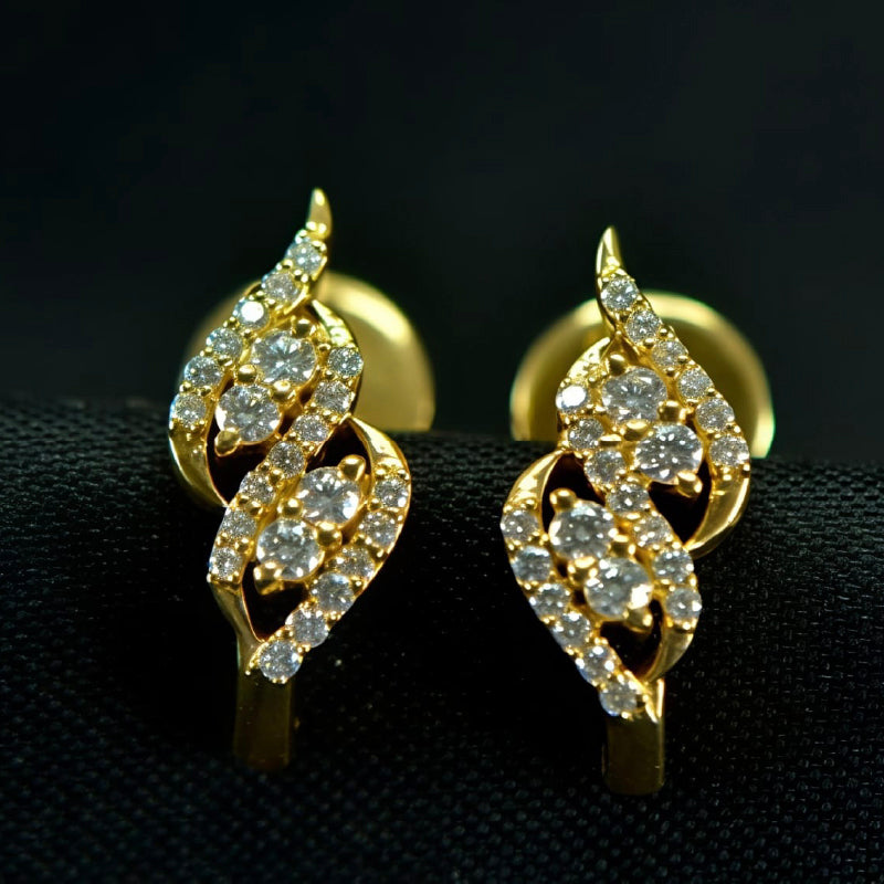 18K Earring Yellow Gold Diamond Earstud | Daily Wear Fine Jewellery