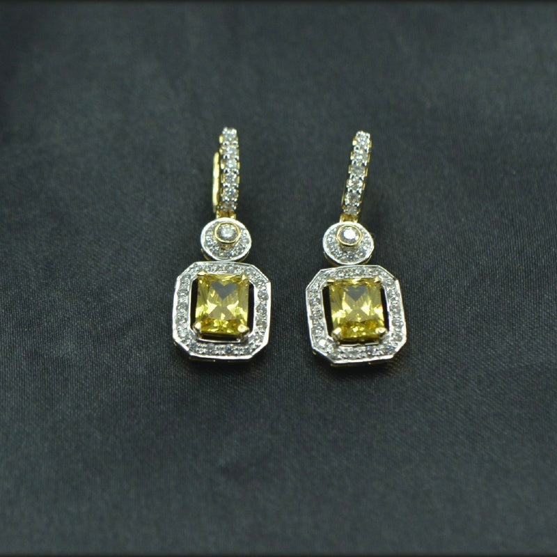 22K Earring Yellow Gold Diamond Citrine Drops | Daily Wear Fine Jewellery