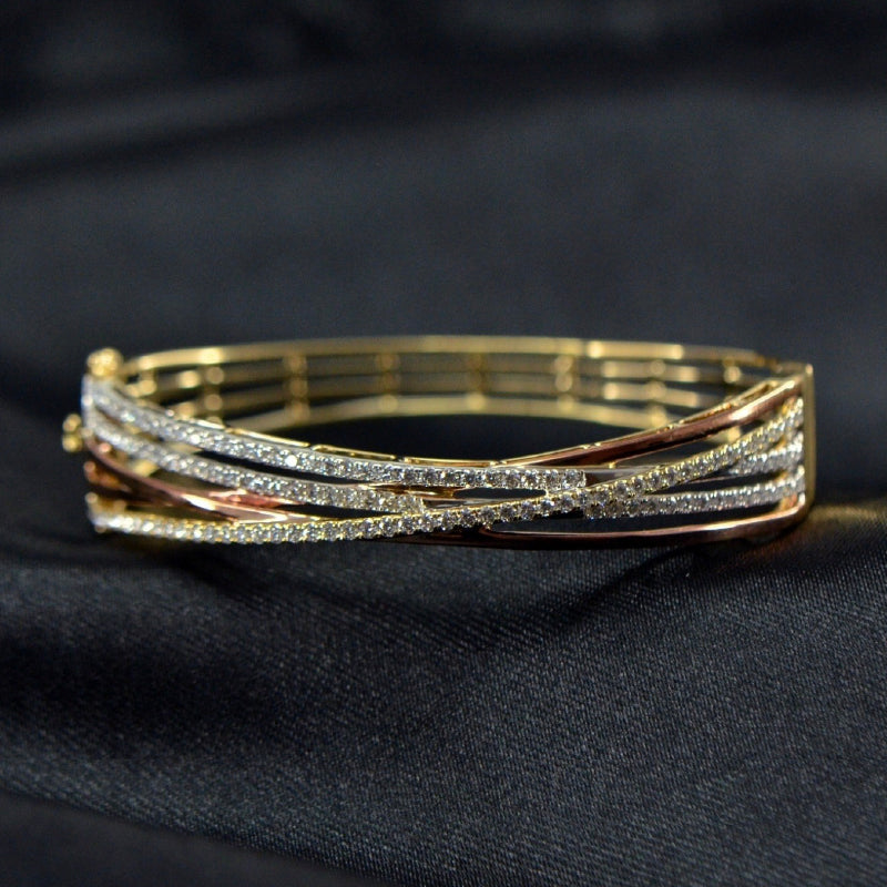 18K Yellow Gold Diamond Multi Lines Bracelet | Party Wear Fine Jewellery