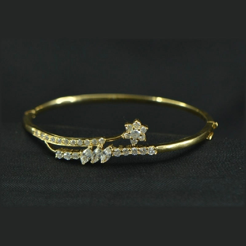18K Yellow Gold Diamond Floral Bracelet | Festive Wear Fine Jewellery