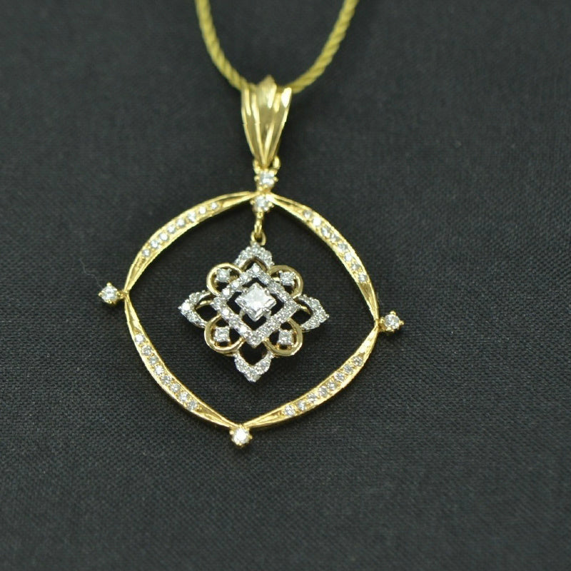 18K Yellow Gold Diamond Circular Pendant | Festive Wear Fine Jewellery