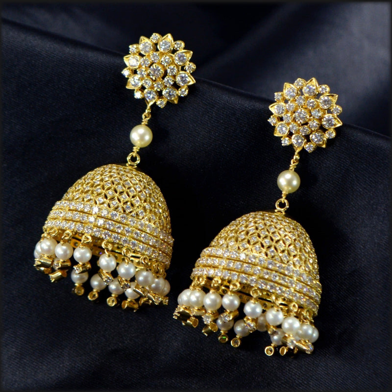 18K Earring Yellow Gold Diamond Jhumkas | Festive Wear Fine Jewellery