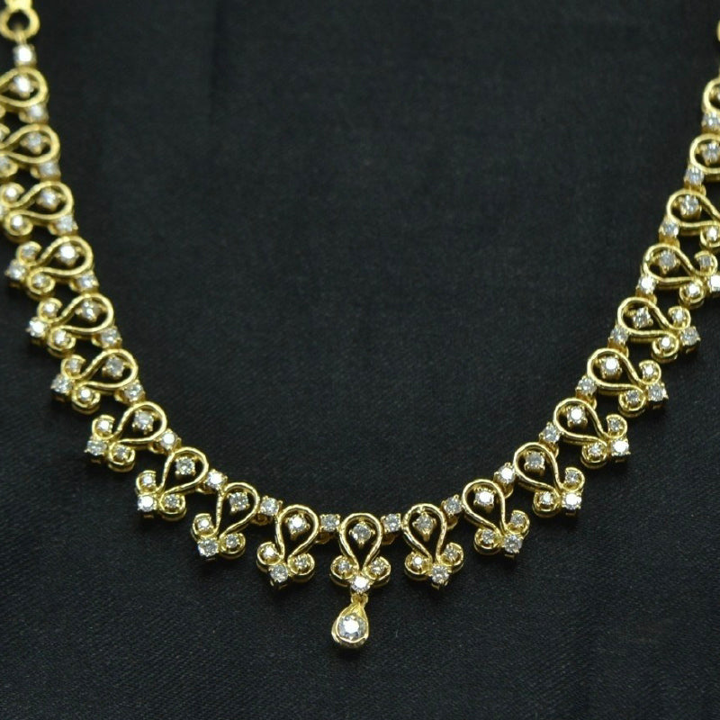 18K Yellow Gold Diamond Necklace | Festive Wear Fine Jewellery