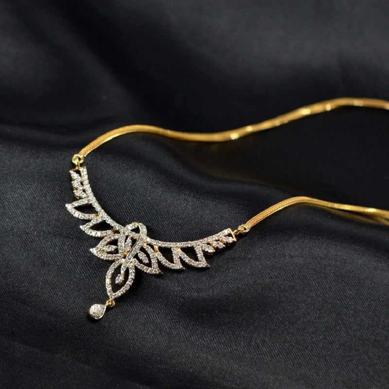 18K Yellow Gold Diamond Wide Pendant | Festive Wear Fine Jewellery