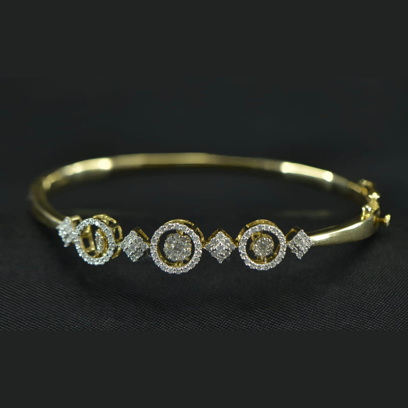 18K Yellow Gold 3 Motif Diamond Bracelet | Festive Wear Fine Jewellery