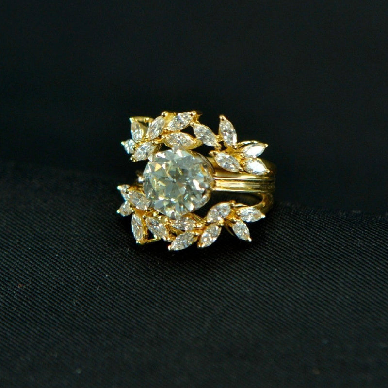18K Ring Yellow Gold Diamond Ring | Festive Wear Fine Jewellery