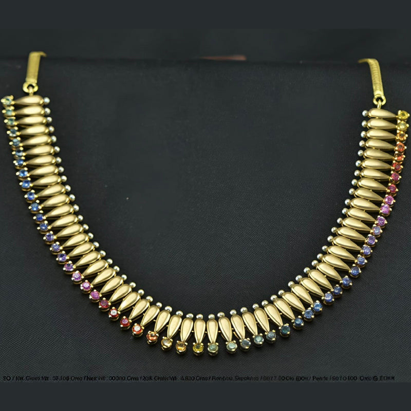 18K Yellow Gold Multi Colour Sapphire Necklace | Festive Wear Fine Jewellery