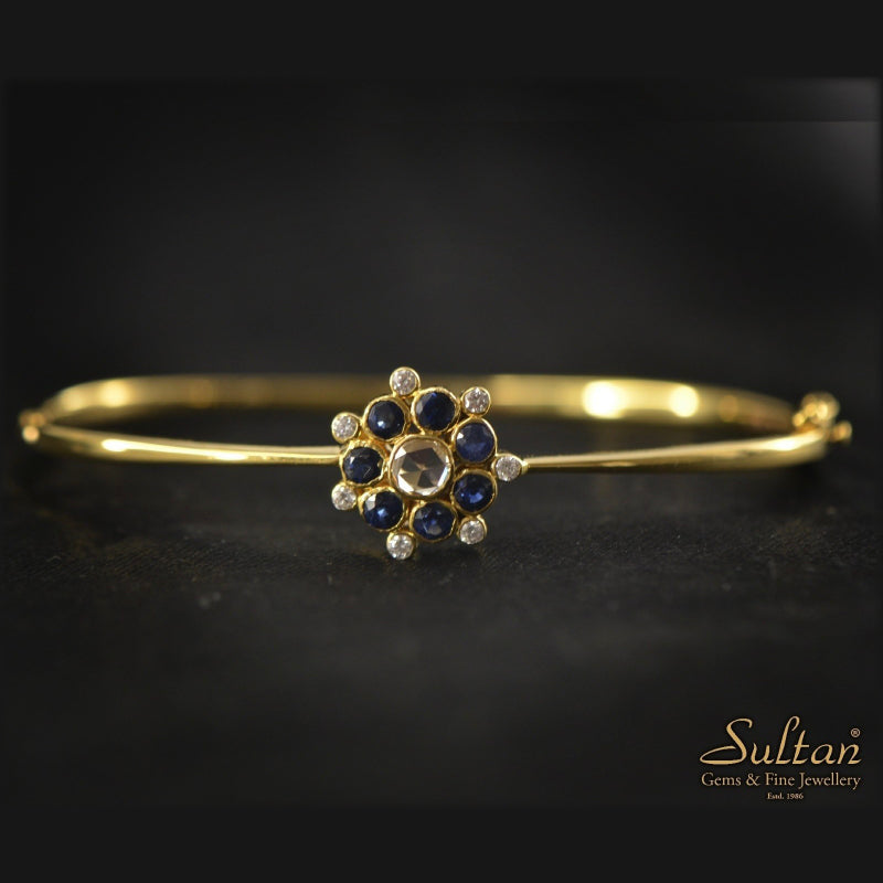 18K Yellow Gold Blue Sapphire Diamond Bracelet | Daily Wear Fine Jewellery