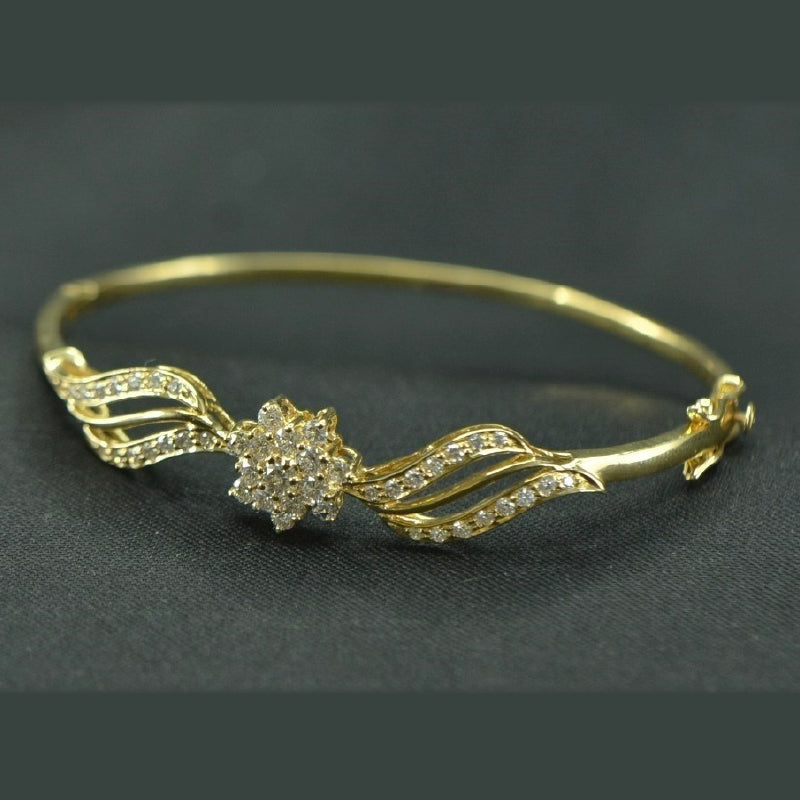18K Yellow Gold Diamond Floral Bracelet | Festive Wear Fine Jewellery