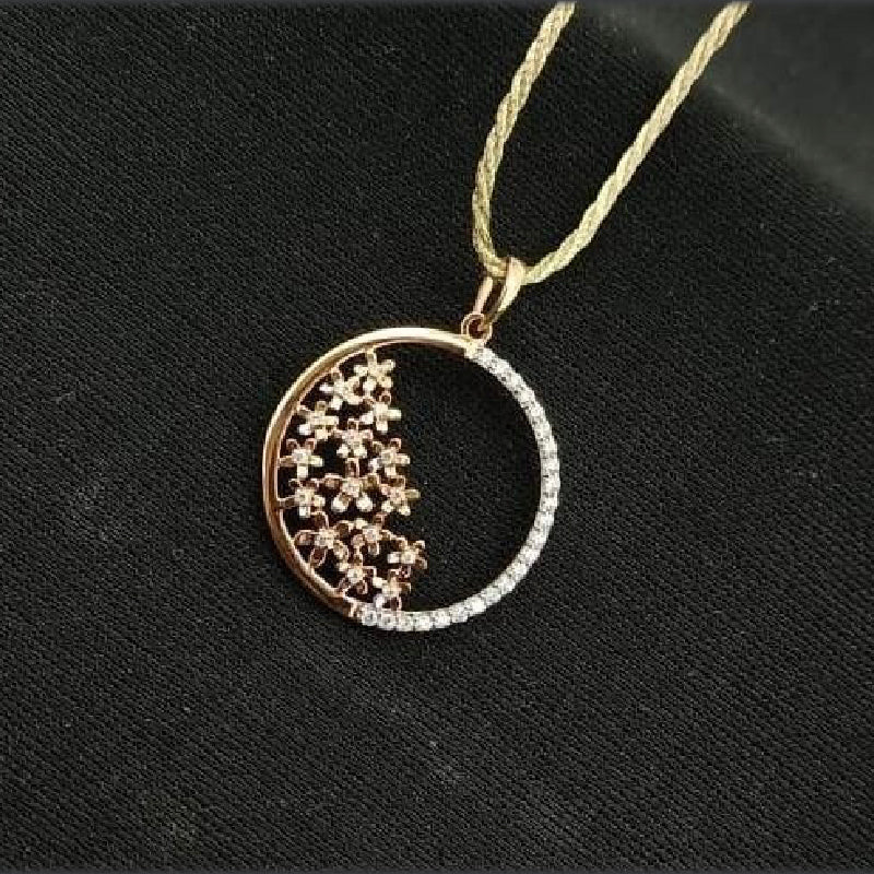 18K Yellow Gold Diamond Circular Pendant | Festive Wear Fine Jewellery