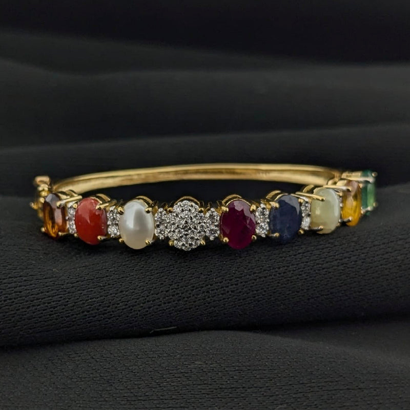 18K Yellow Gold Navaratnam Bracelet | Festive Wear Fine Jewellery