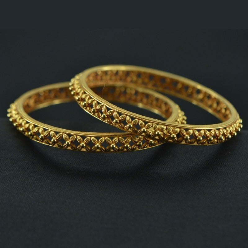 22K Yellow Gold Plain Gold Bangle Pair | Festive Wear Fine Jewellery