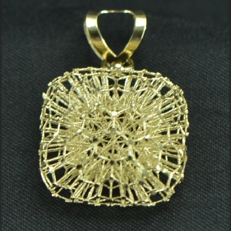 18K Yellow Plain Gold Square Pendant | Festive Wear Fine Jewellery