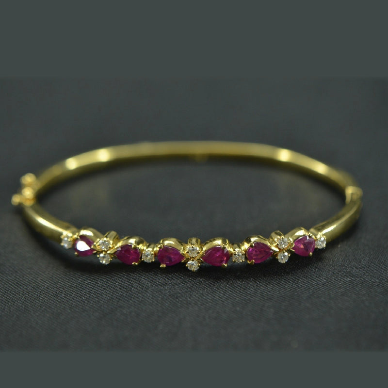 18K Yellow Gold Ruby Diamond Bracelet | Festive Wear Fine Jewellery