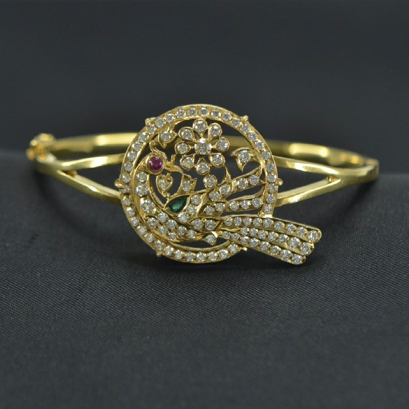22K Yellow Gold Peacock Bracelet | Festive Wear Fine Jewellery