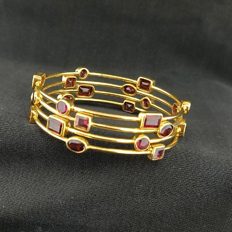 18K Bangle Yellow Gold Garnet | Festive Wear Fine Jewellery