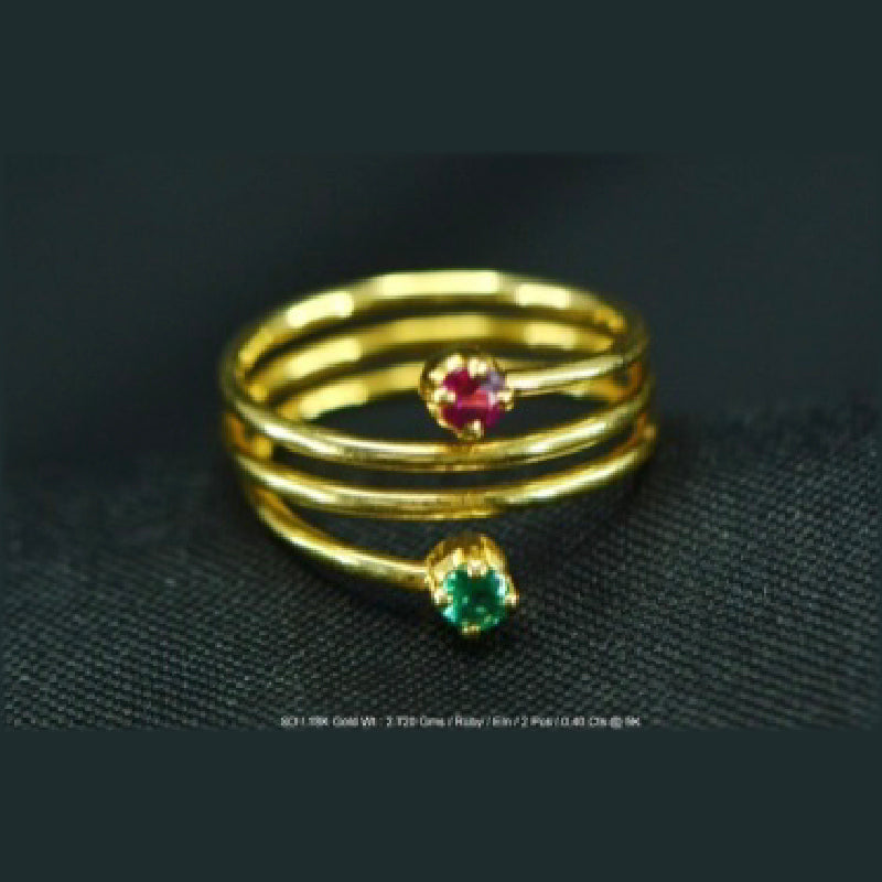 18K Yellow Gold Ruby Emerald Ring | Daily Wear Fine Jewellery