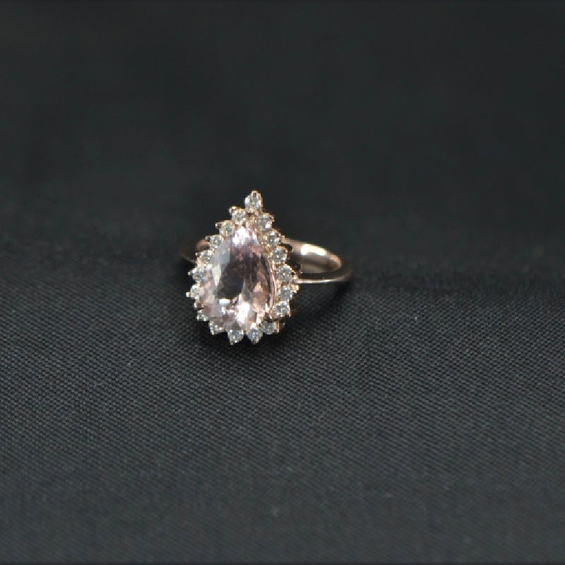 18K Yellow Gold Morganite Diamond Ring | Festive Wear Fine Jewellery