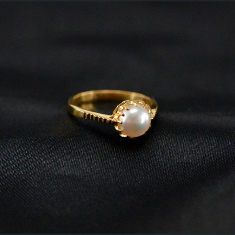 18K Yellow Gold Pearl Ring | Daily Wear Fine Jewellery