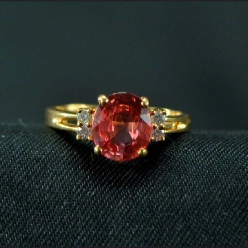18K Yellow Gold Ruby Diamond Ring | Festive Wear Fine Jewellery