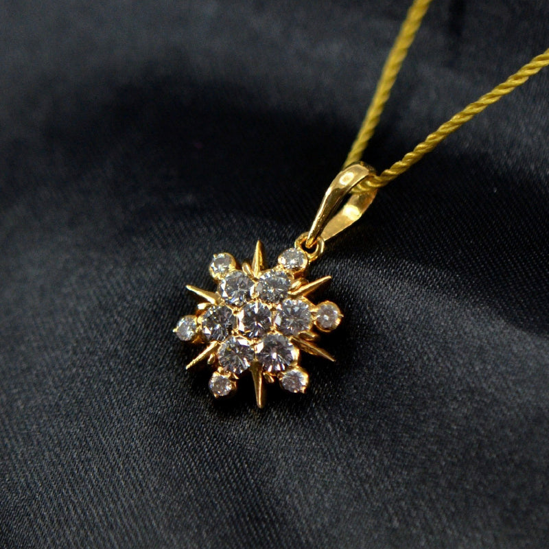 22K Yellow Gold Star Diamond Pendant | Daily Wear Fine Jewellery