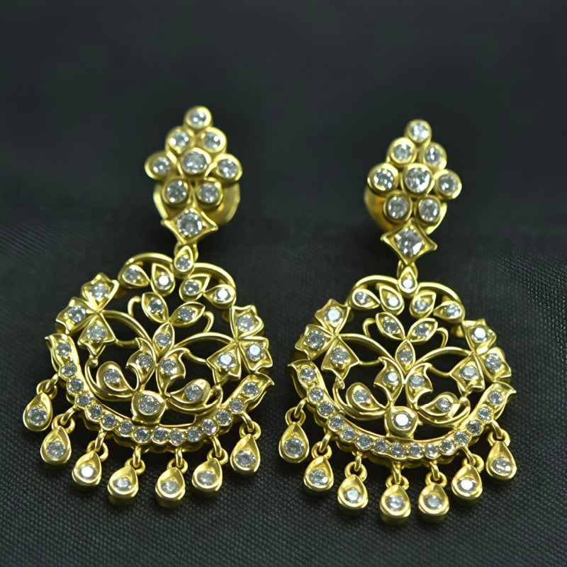 22K Earring Yellow Gold Diamond Traditional dangler | Festive Wear Fine Jewellery