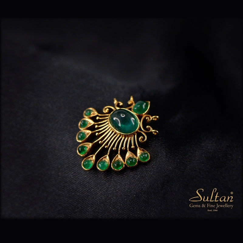18K Yellow Gold Emerald Pendant | Daily Wear Fine Jewellery
