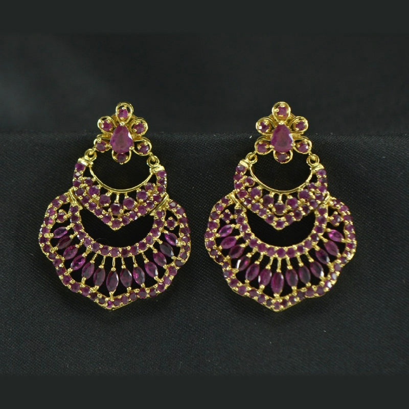 18K Earring Yellow Gold Ruby Dangler | Festive Wear Fine Jewellery