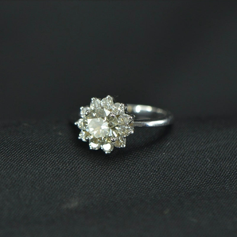 18K Ring White Gold Diamond Floral Ring | Festive Wear Fine Jewellery