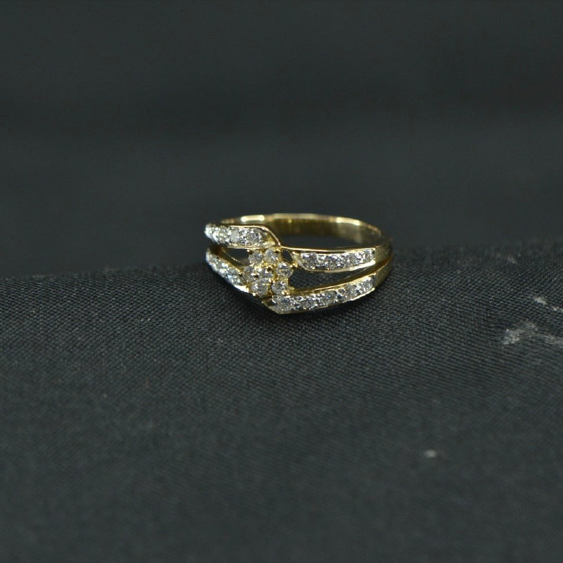 22K Ring Yellow Gold Diamond Floral Ring | Daily Wear Fine Jewellery
