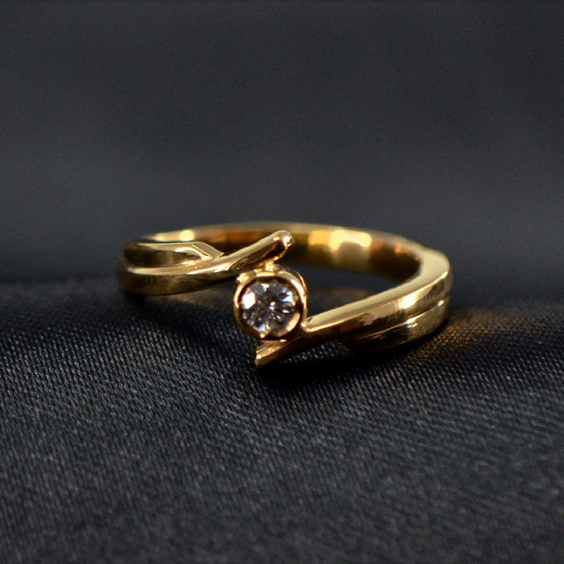 22K Ring Yellow Gold Bezel Diamond Ring | Daily Wear Fine Jewellery