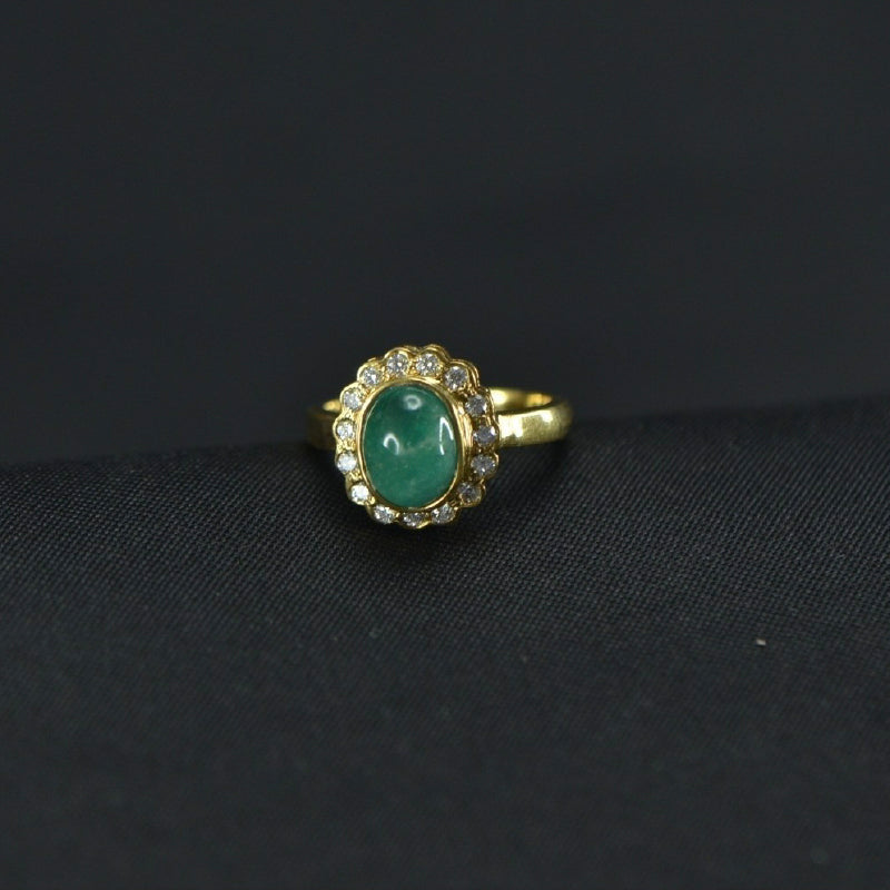 22K Ring Yellow Gold Emerald Diamond Ring | Daily Wear Fine Jewellery