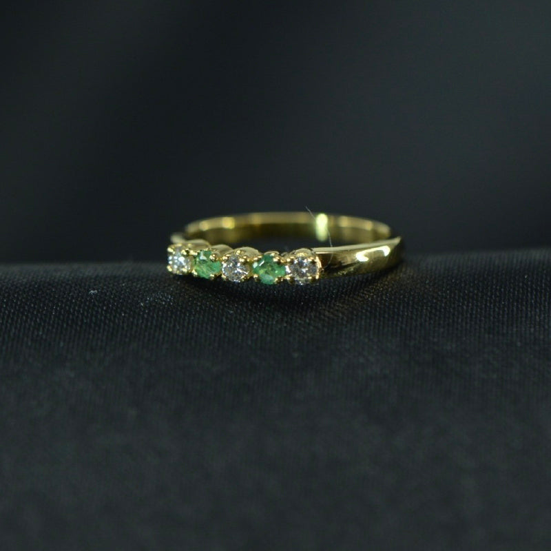 18K Ring Yellow Gold Emerald Diamond Ring | Daily Wear Fine Jewellery