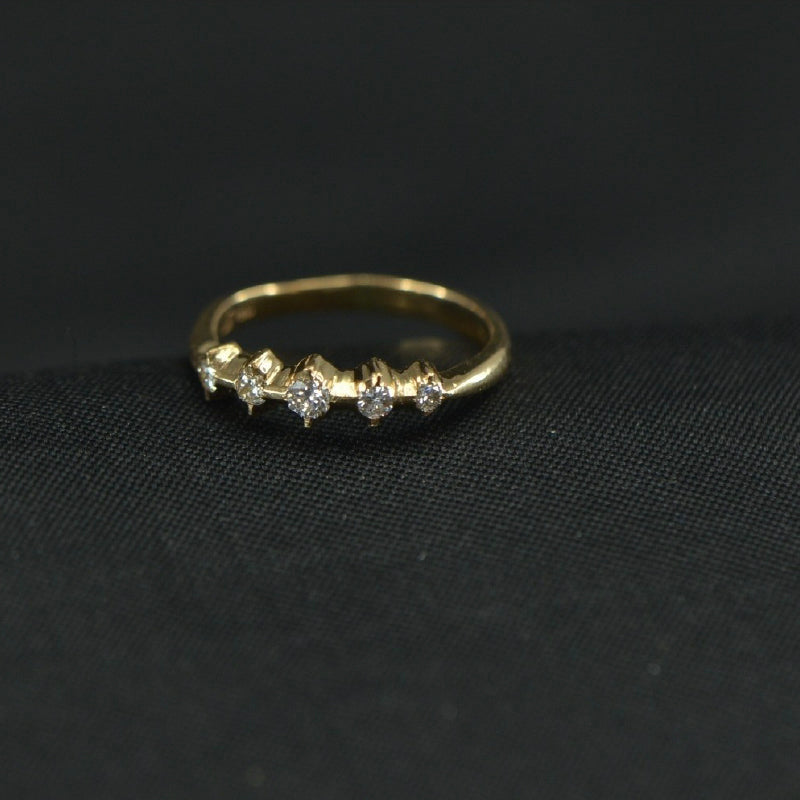 22K Ring Yellow Gold Diamond 5 Stone Ring | Daily Wear Fine Jewellery