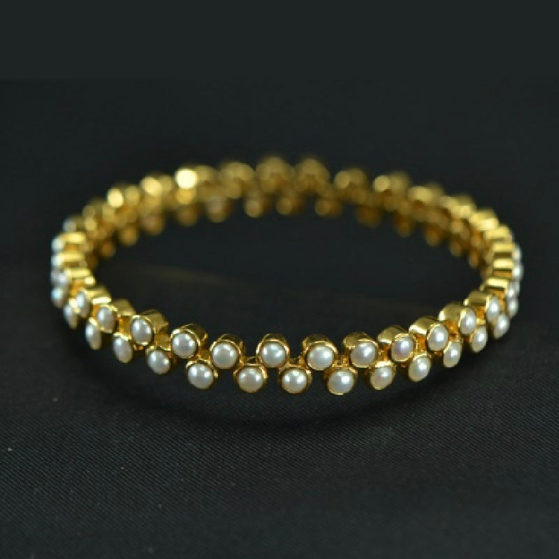 18K Bangle Yellow Gold Pearl | Daily Wear Fine Jewellery