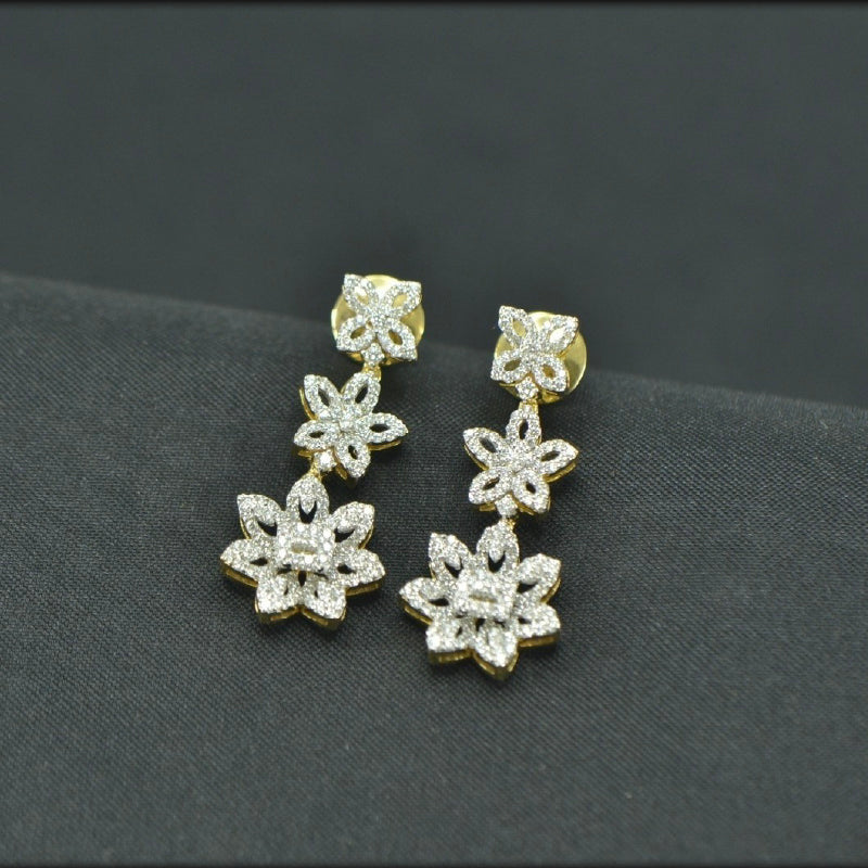 22K Earring Yellow Gold Diamond Dangler | Festive Wear Fine Jewellery