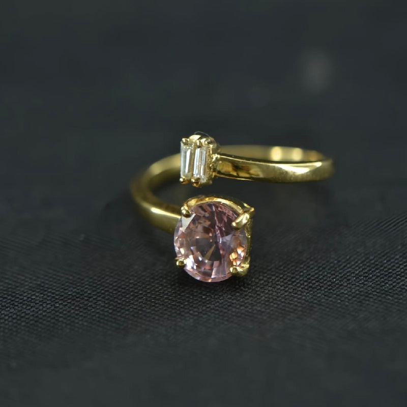 18K Yellow Gold Pink Sapphire Diamond Ring | Daily Wear Fine Jewellery