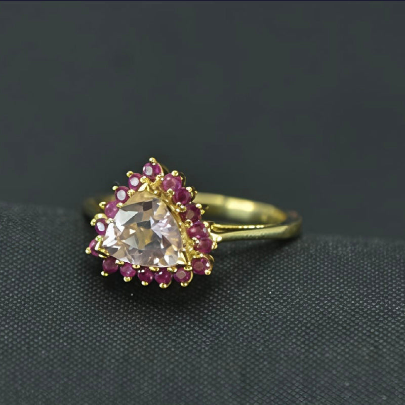 18K Yellow Gold Mogranite Ruby Ring | Daily Wear Fine Jewellery