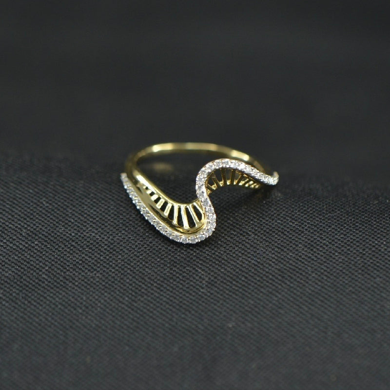 18K Ring Yellow Gold Diamond Wave Ring | Daily Wear Fine Jewellery