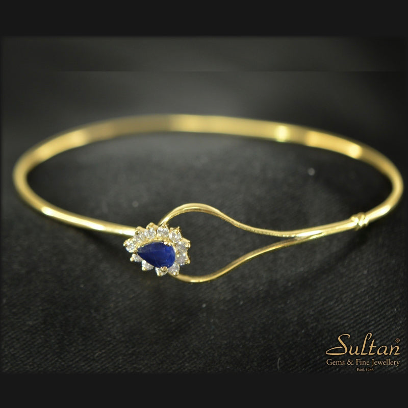 18K Yellow Gold Diamond Blue Sapphire Bracelet | Daily Wear Fine Jewellery