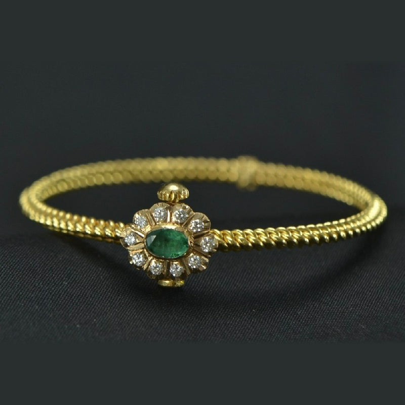 22K Yellow Gold Diamond Emerald Bracelet | Daily Wear Fine Jewellery