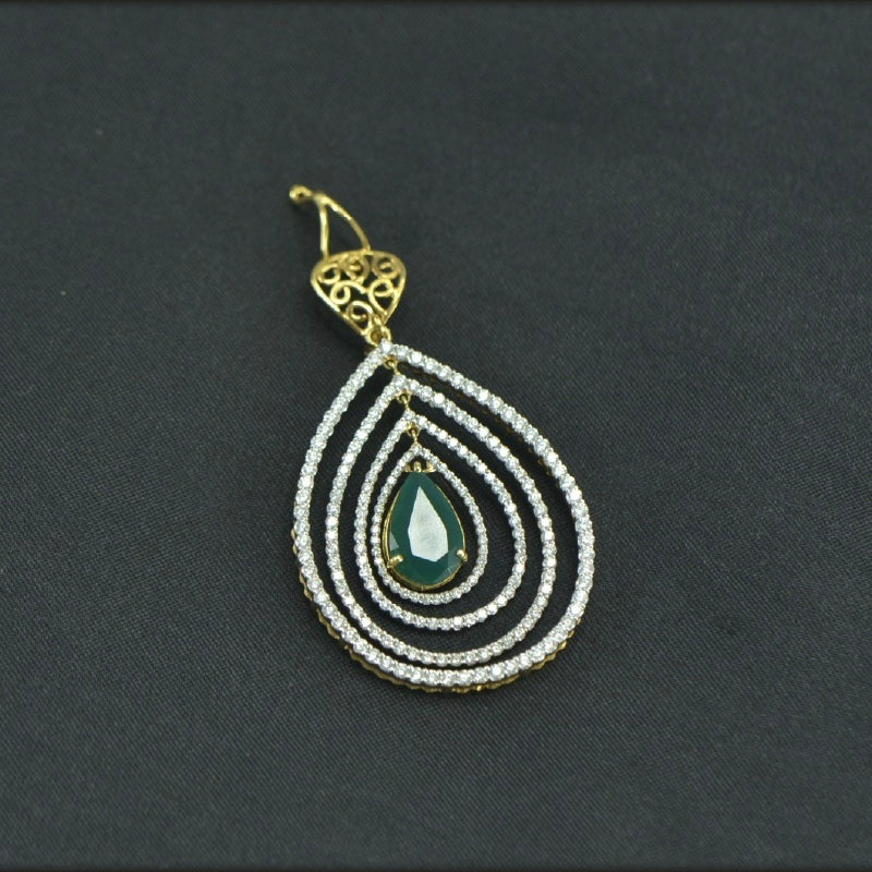 18K Yellow Gold Emerald Diamond Pendant | Festive Wear Fine Jewellery