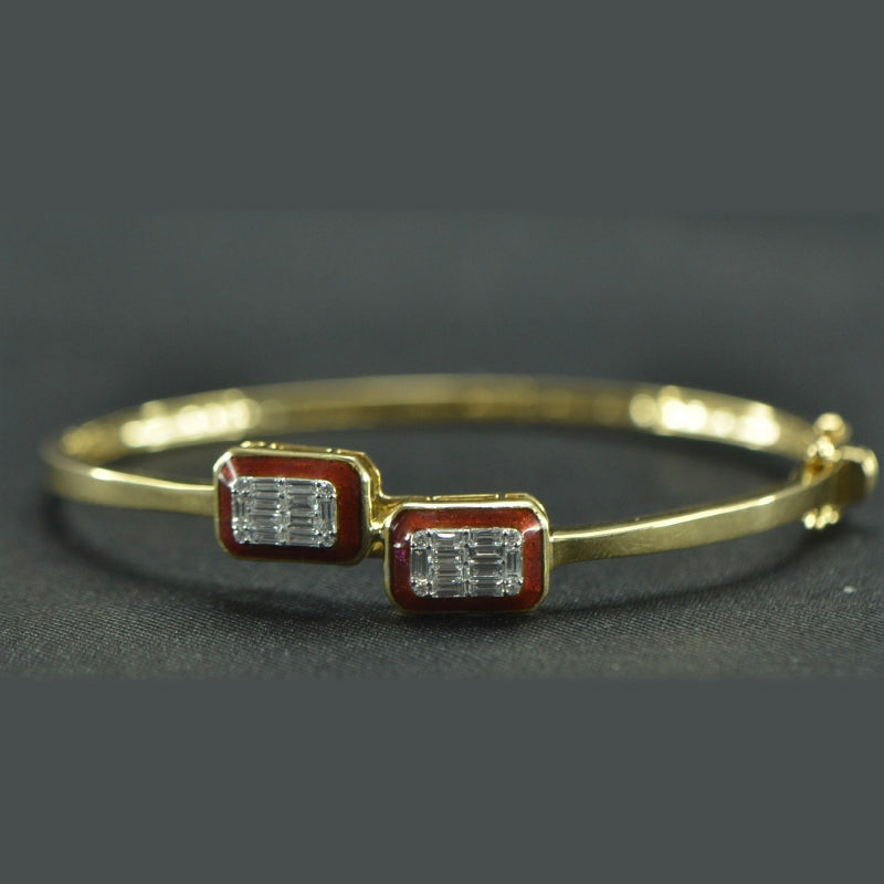 22K Yellow Gold Diamond Enamel Bracelet | Festive Wear Fine Jewellery