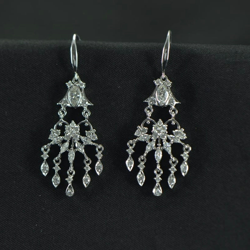 18K Earring White Gold Diamond Dangler | Festive Wear Fine Jewellery