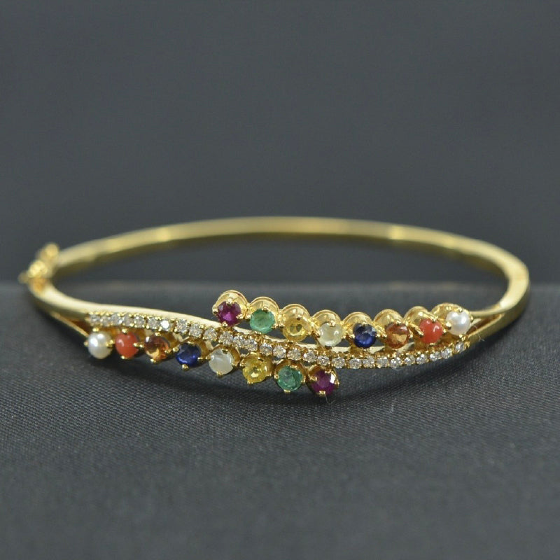 18K Yellow Gold Navaratnam Bracelet | Festive Wear Fine Jewellery
