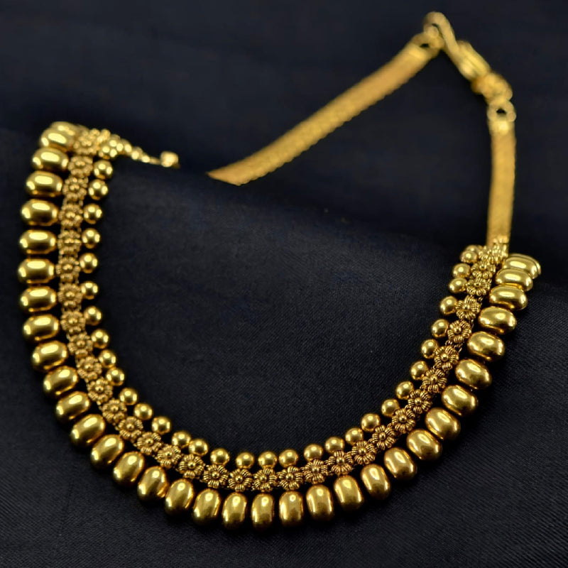 22K Yellow Gold Floral Gold Beads Necklace | Festive Wear Fine Jewellery