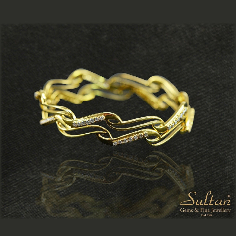 18K Yellow Gold Diamond Bangle Single | Festive Wear Fine Jewellery