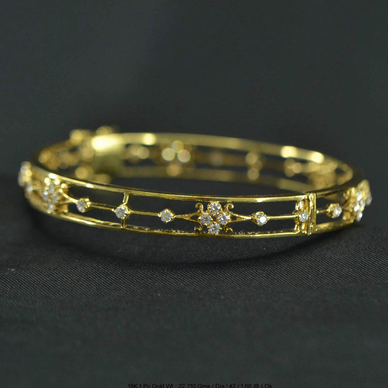 18K Bangle Yellow Gold Diamond | Festive Wear Fine Jewellery